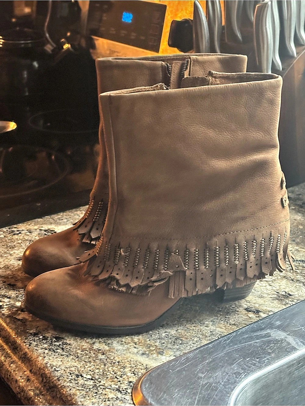 Minnetonka Brown Fringe Ankle Boots US 10